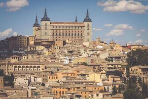 Toledo, Spain old town cityscape at the Alcazar. photo