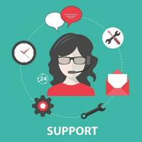 Live support icon. Business customer care service. Concept for contact us, support, help, phone call and website click. Flat vector illustration.