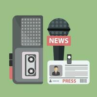 Journalism, Television, Radio, Press Conference Concept. Flat Vector Illustration