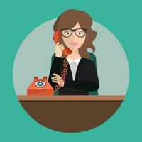 Support service concept. Technical support assistant in office. Flat vector illustration.