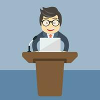 Flat modern design of businessman giving a presentation. Flat vector design.