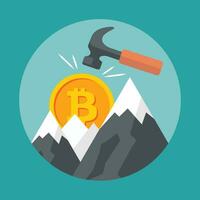 Bitcoin concept. On line funding and making investments for bitcoin. New technology icon. Flat vector illustration