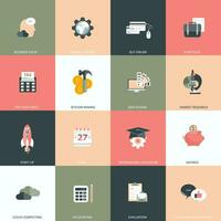 Business, management and finances icon set for websites and mobile applications. Flat vector illustration