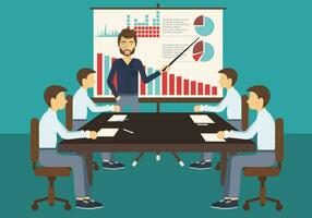 Business meeting, presentation or conference in office. Business people discussing about business plans concept. Flat vector illustration