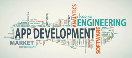 Application development banner. Concept to building successful business. Typography banner. Flat vector illustration