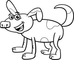 funny cartoon dog animal character coloring page vector