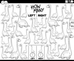 counting left and right pictures of cartoon dinosaur coloring page vector