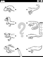 match halves of animals pictures activity coloring page vector