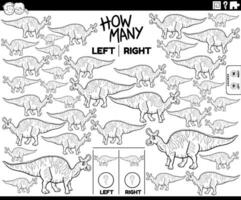 counting left and right pictures of cartoon dinosaur coloring page vector