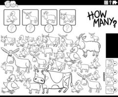 how many game with cartoon farm animal characters coloring page vector