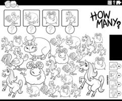 how many game with cartoon farm animal characters coloring page vector