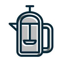 French Press Vector Thick Line Filled Dark Colors