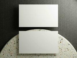 Corporate stationery set mockup at white textured paper business card background. photo