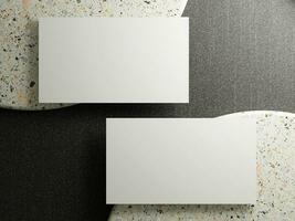 Corporate stationery set mockup at white textured paper business card background. photo