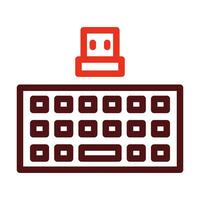 inalámbrico teclado grueso línea dos colores icono diseño vector