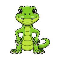 Cute monitor lizard cartoon on white background vector