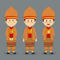 South Sumatra Indonesian Character with Various Expression vector