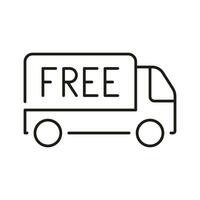 Free Delivery Service Line Icon. Shipping Free Of Charge Linear Pictogram. Fast Shipment Van Outline Symbol. Express Truck, Speed Transportation Sign. Editable Stroke. Isolated Vector Illustration.