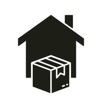 Free Delivery Service To Home Silhouette Icon. Order Shipping To The Door Glyph Pictogram. Address Delivery Service Solid Sign. Parcel Package Shipment To House Symbol. Isolated Vector Illustration.