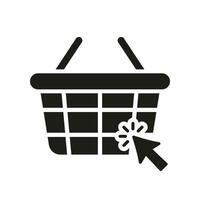 E Commerce Silhouette Icon. Shopping Basket Glyph Pictogram. Shop Bag for Food Purchase Solid Sign. Supermarket or Grocery Store Symbol. Retail Sale. Isolated Vector Illustration.