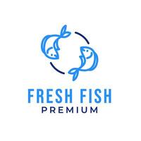 Line Fresh Fish Rounded Logo Design Concept Vector Illustration Symbol Icon