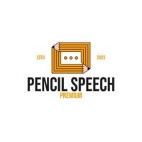 Pencil Speech Logo Design Concept Vector Illustration Symbol Icon