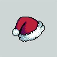 Pixel art illustration Christmas hat. Pixelated Christmas cap. Christmas cap hat pixelated for the pixel art game and icon for website and video game. old school retro. vector