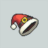 Pixel art illustration Christmas hat. Pixelated Christmas cap. Christmas cap hat pixelated for the pixel art game and icon for website and video game. old school retro. vector