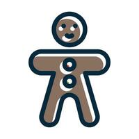 Gingerbread Man Vector Thick Line Filled Dark Colors