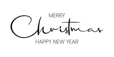 Merry Christmas vector lettering. Hand drawn modern line calligraphy isolated on white background. Happy new year. Creative typography for Holiday greeting cards, banner