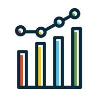 Bar Chart Vector Thick Line Filled Dark Colors