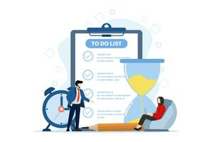 concept of business time management, deadline, start-up, organization, working time. Time organization efficiency. Project team work schedule. Good business processes. Time control plan technology. vector