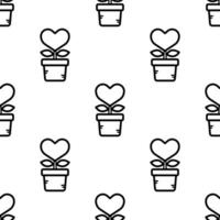Heart shaped tree in plant pot seamless pattern background. vector