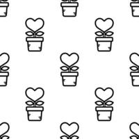 Heart shaped tree in plant pot seamless pattern background. vector