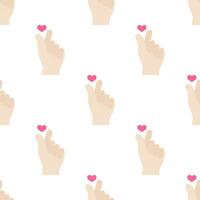 Mini Heart Hand Gesture seamless pattern background. vector