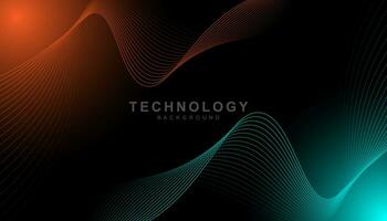 digital technology wave lines background vector
