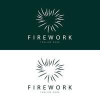 Firework Logo, Simple Line Model Design New Year Celebration Day Illustration, Template Vector