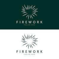 Firework Logo, Simple Line Model Design New Year Celebration Day Illustration, Template Vector