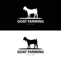 Livestock Goat Logo, Simple Farming Silhouette Design Product Brand Templet Illustration vector