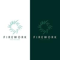 Firework Logo, Simple Line Model Design New Year Celebration Day Illustration, Template Vector