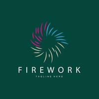 Firework Logo, Simple Line Model Design New Year Celebration Day Illustration, Template Vector