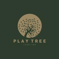 Tree Logo, Educational Tree Playground Design Simple Illustration Template vector