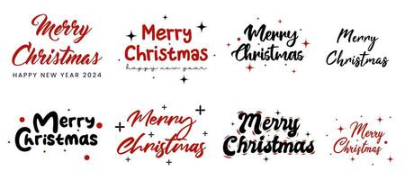 Set of Merry Christmas vector text Calligraphic Lettering design. Creative typography for Holiday Greeting Gift Poster. Calligraphy Font style Banner card template.