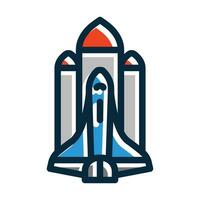 Space Shuttle Vector Thick Line Filled Dark Colors