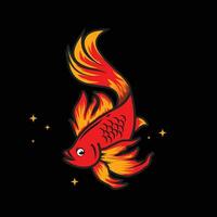 Best quality Betta Fish or koi Vector Illustration. Red and yellow Beta Fish.