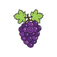 Vector illustration color children smiling fruit grapes clipart