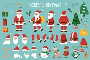 Santa Claus set objects vector