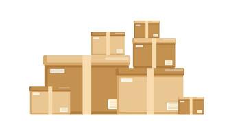 Pile of boxes on white. vector