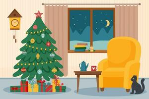 Christmas room interior vector