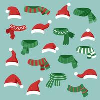 Hats and scarves Santa Claus vector